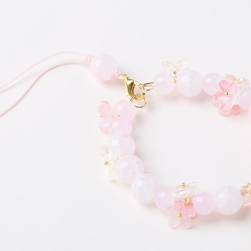 Osmanthus Cherry Blossom & Tassel Glass Bag Charm