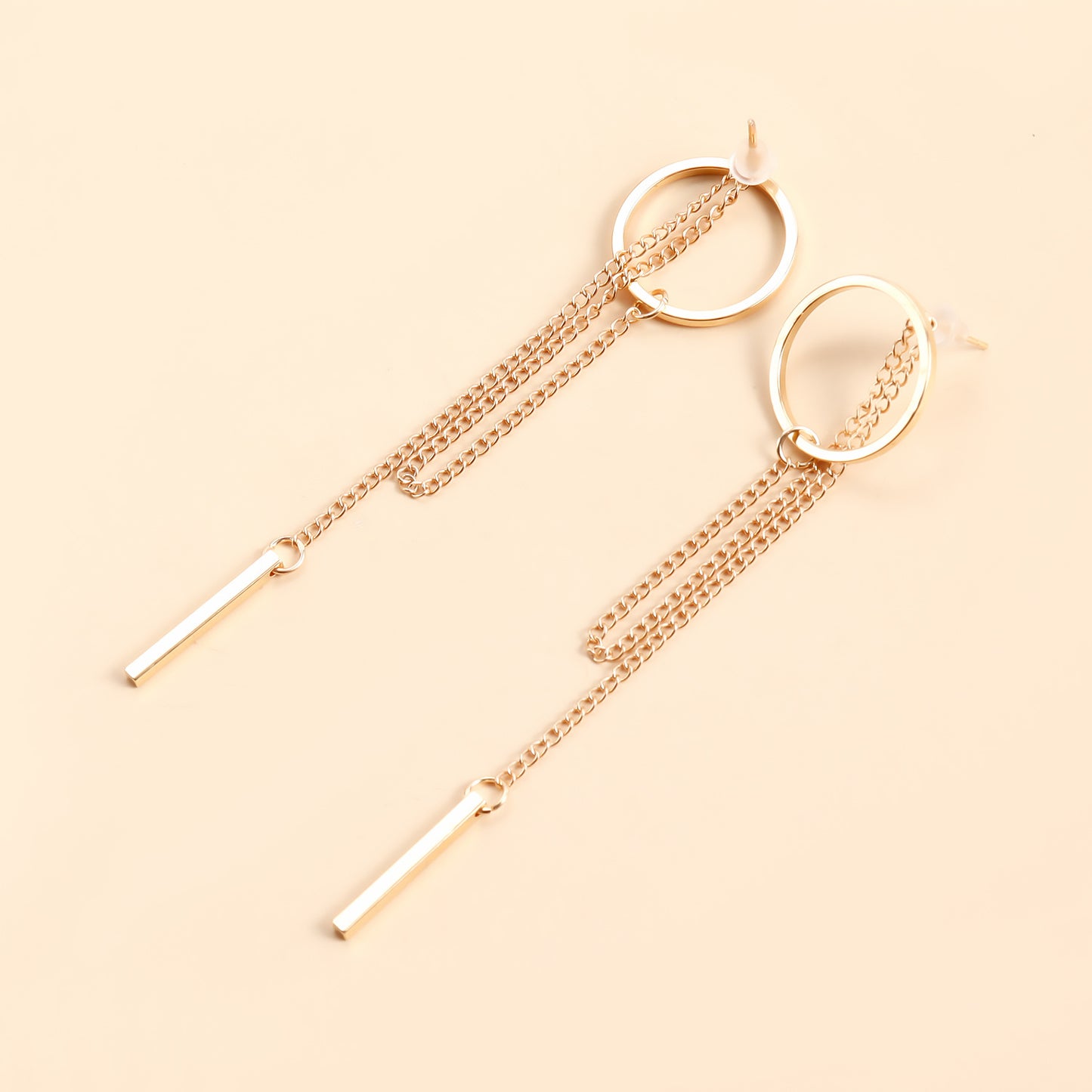 Geometric Cutout Hoop Earrings with Long Fringe | Minimalist Luxury Drop Dangles for Women