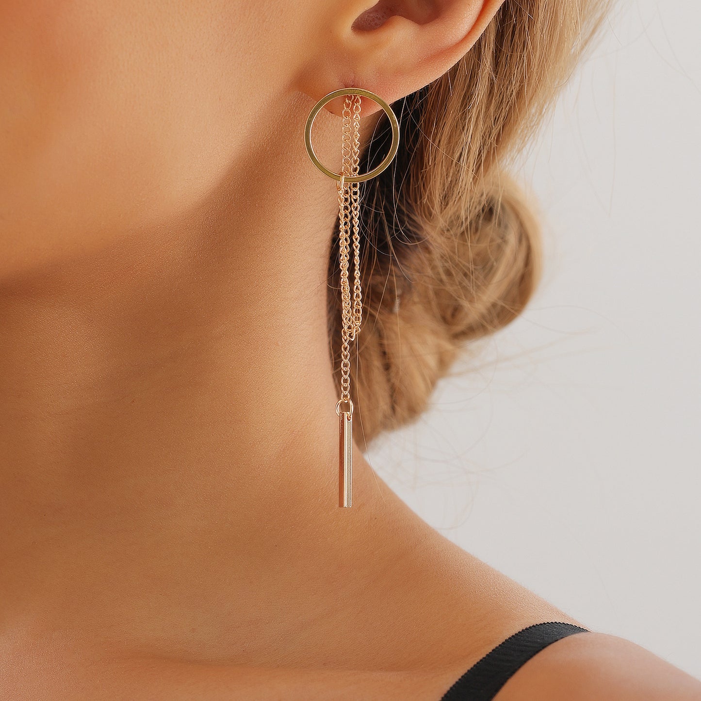 Geometric Cutout Hoop Earrings with Long Fringe | Minimalist Luxury Drop Dangles for Women