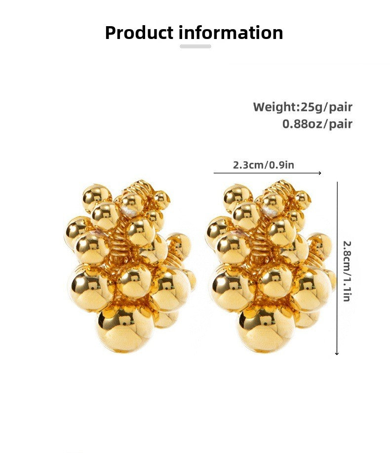 18K Gold Plated Ball Drop Earrings - Y2K Chunky Hoop Earrings for Women | Luxury Minimalist Ear Jewelry