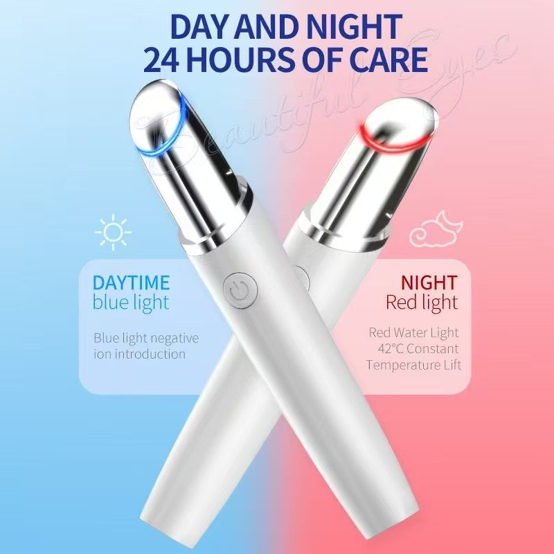 Beauty Device New Electric Eye Massager for Reducing Eye Wrinkles and Bags, Blue and Red Light Therapy Eye Cream Applicator, Lip Massager Eye Massager
