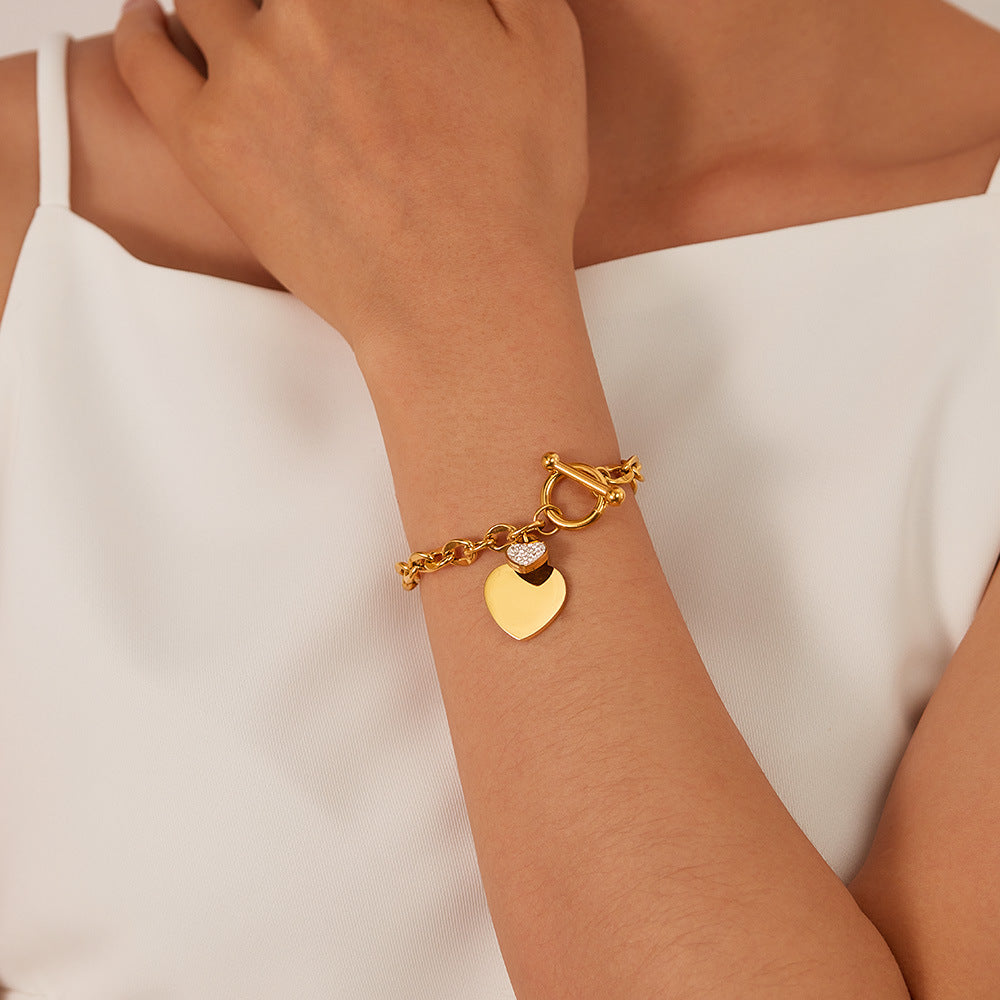 Minimalist Heart Bracelet for Women - Titanium Steel European Jewelry | Elegant Everyday Chain