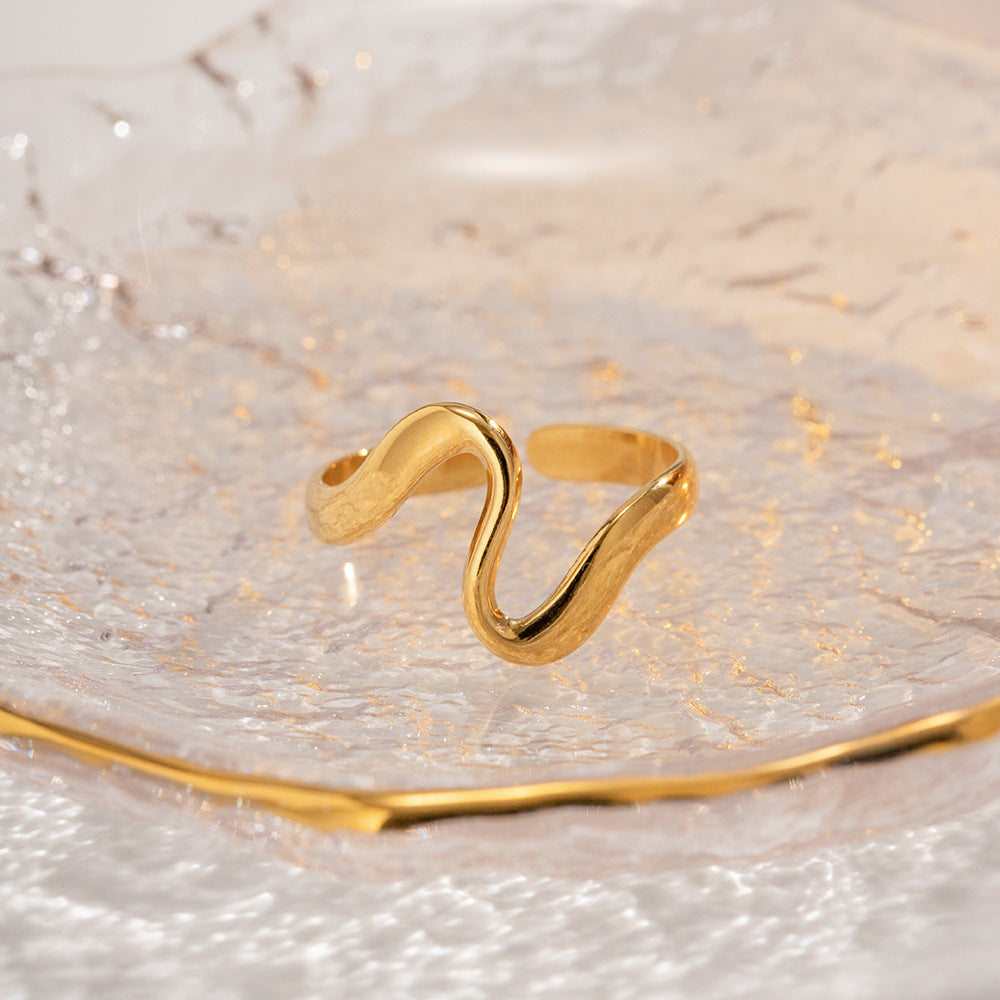 Minimalist Serpent Ring - Adjustable Titanium Steel Coil Band, Unique Geometric Shape