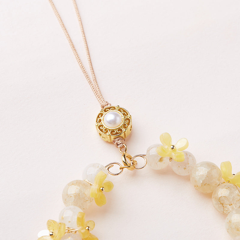 Osmanthus Moon Rabbit & Lotus Tassel Glass Bag Charm Phone Charm