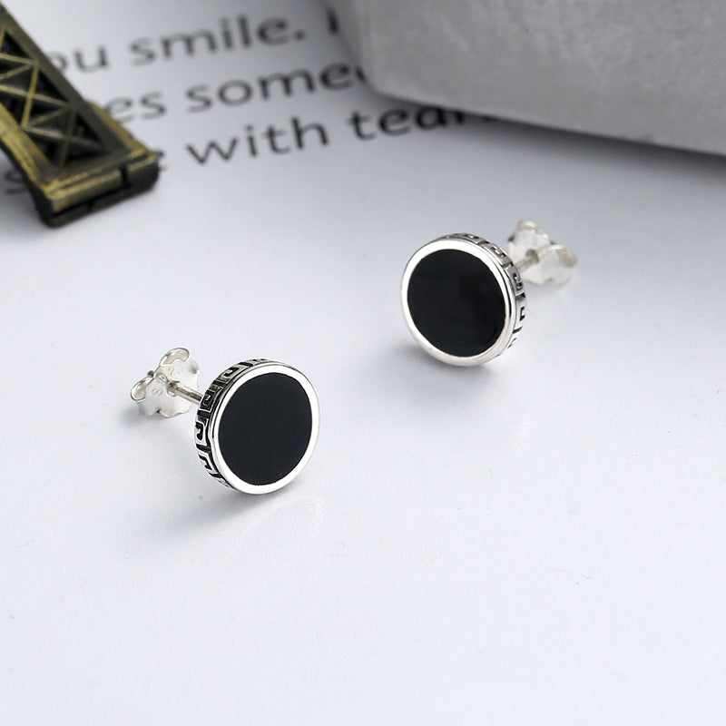 S925 Sterling Silver Stud Earrings Harajuku Style Enamel Resin Creative Pattern Stud Earrings