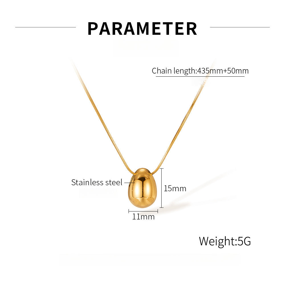 Teardrop Pendant Titanium Steel Necklace for Women - Minimalist Dainty Stainless Steel Jewelry | Trendy Versatile Layering Chain