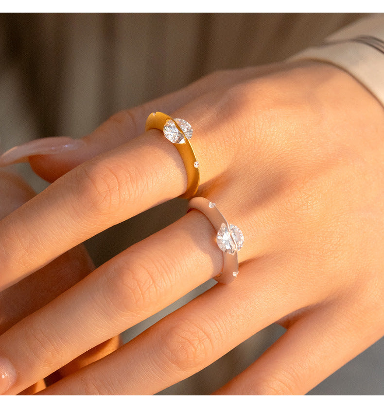 S925 Sterling Silver Matte Cosmic Star Rotatable Ring Planet Sparkling Niche Design Sivler Ring