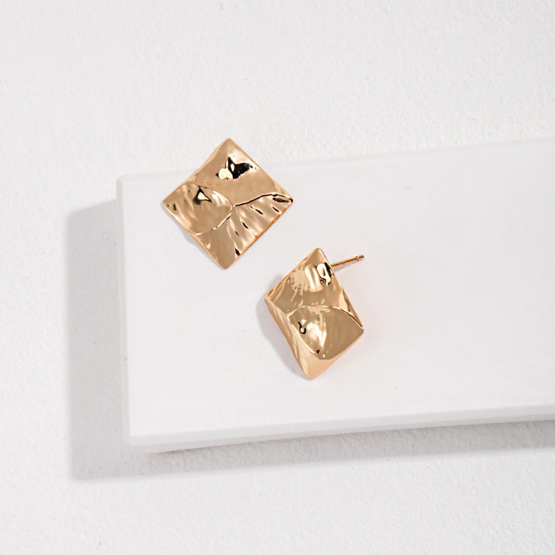 Retro Square S925 Sterling Silver Stud Earrings