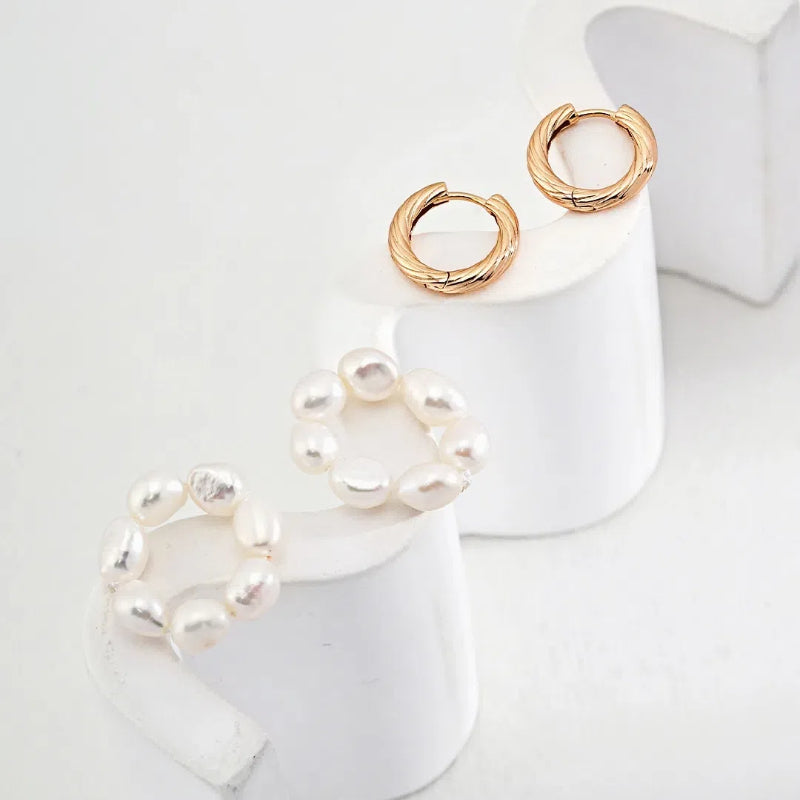 S925 Sterling Silver Round Beaded Pearl Earrings