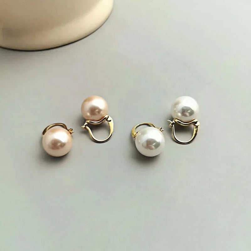 Fashion S925 Sterling Silver Earrings with Beaded Pearl Retro Design