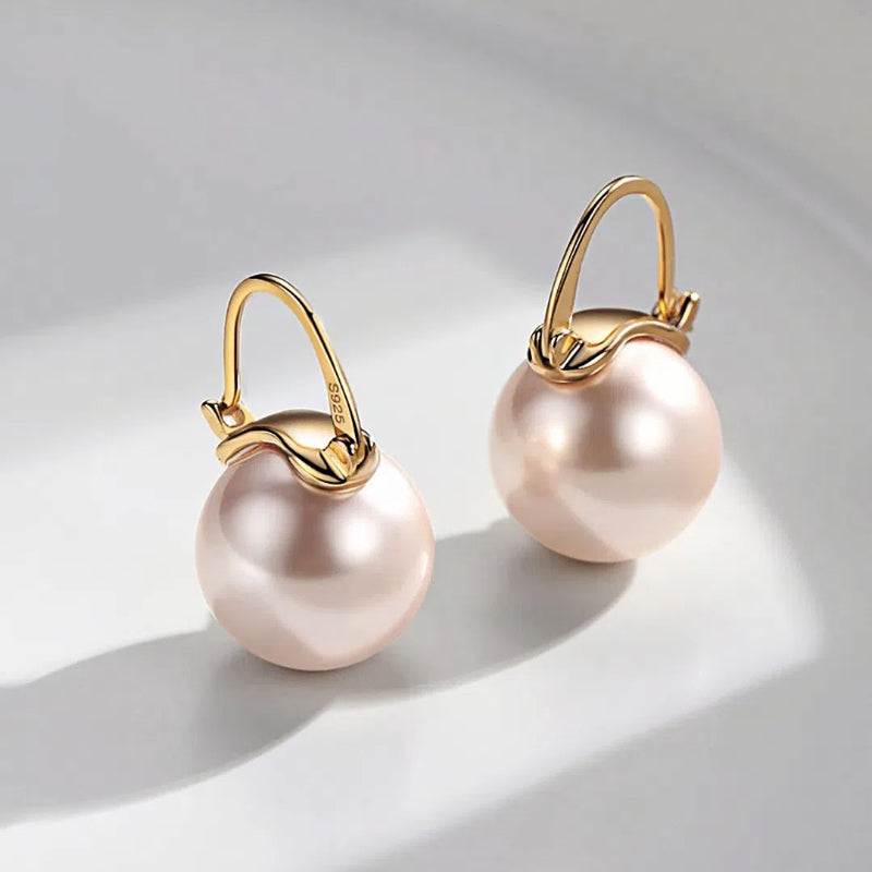 Fashion S925 Sterling Silver Earrings with Beaded Pearl Retro Design