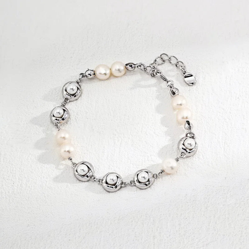 S925 Silver Fashion Natural Beaded Pearl Bracelet