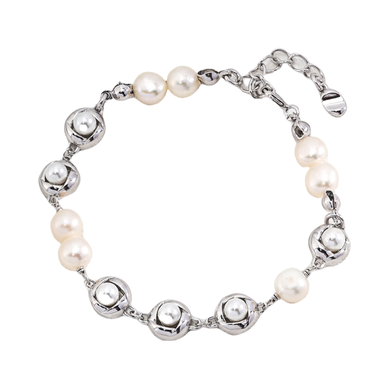 S925 Silver Fashion Natural Beaded Pearl Bracelet