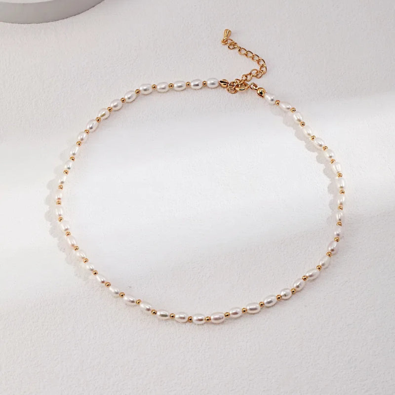 S925 Sterling Silver Irregular Natural Beaded Pearl Necklace Choker Necklace