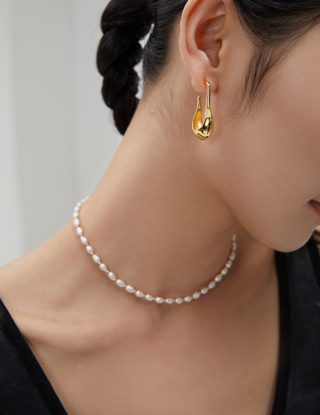 S925 Sterling Silver Irregular Natural Beaded Pearl Necklace Choker Necklace