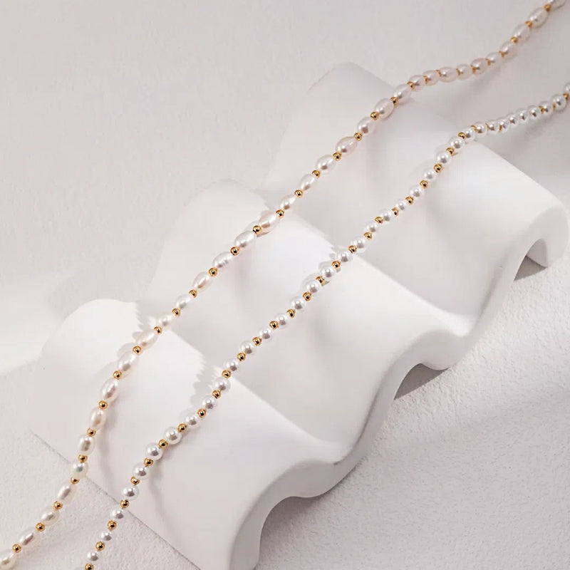 S925 Sterling Silver Irregular Natural Beaded Pearl Necklace Choker Necklace