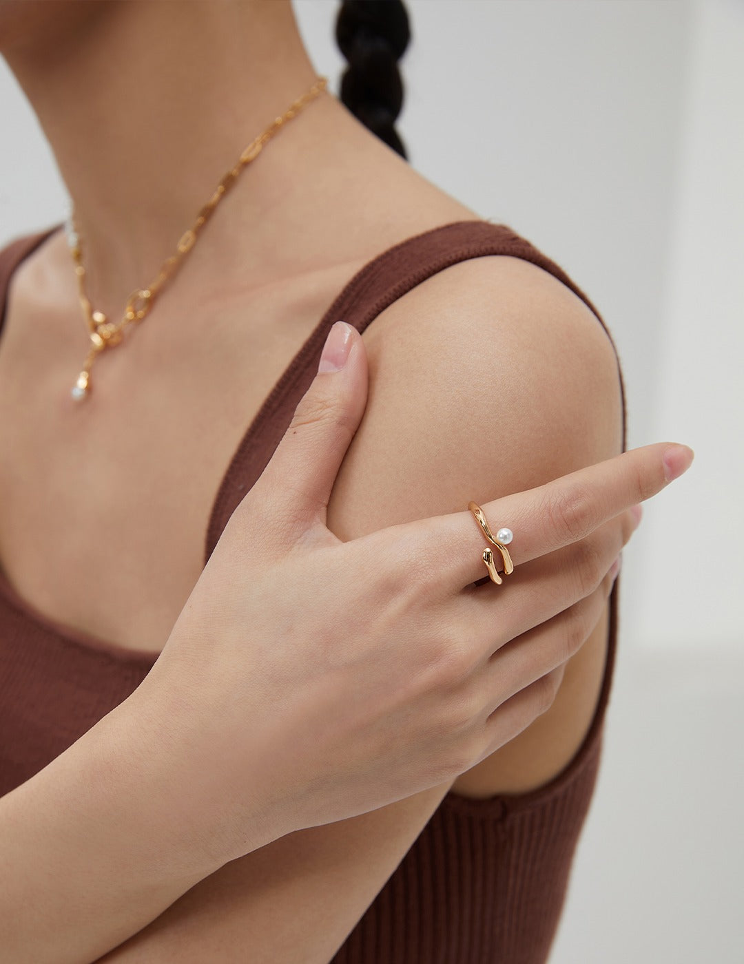 S925 Sterling Silver Adjustable Pearl Ring