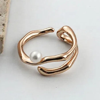 S925 Sterling Silver Adjustable Pearl Ring