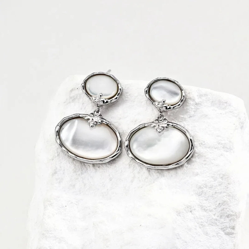 Handmade S925 Sterling Silver Earrings with Natural Shell