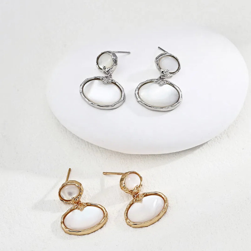 Handmade S925 Sterling Silver Earrings with Natural Shell