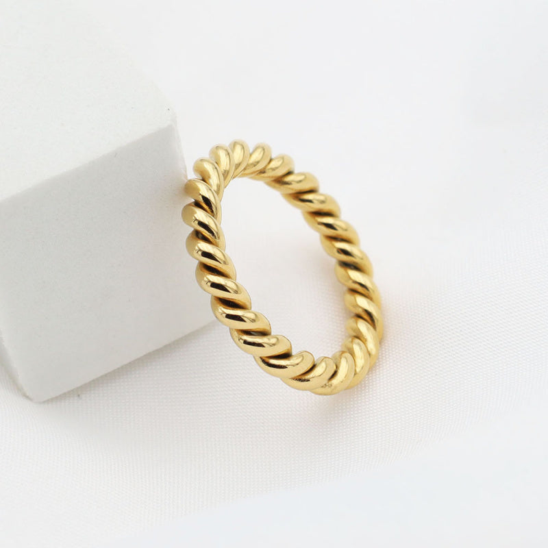 18K Gold Plated Twisted Ring Titanium Steel Adjustable Knuckle Ring
