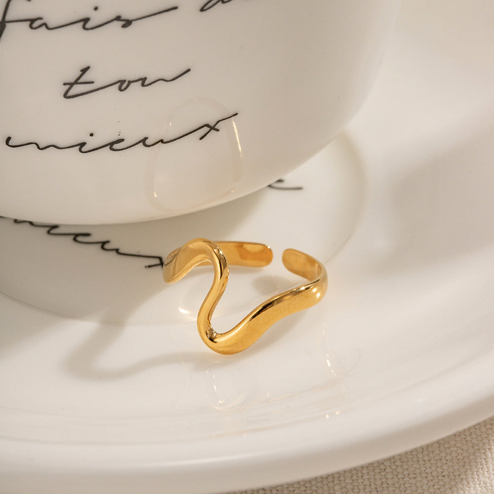 Minimalist Serpent Ring - Adjustable Titanium Steel Coil Band, Unique Geometric Shape
