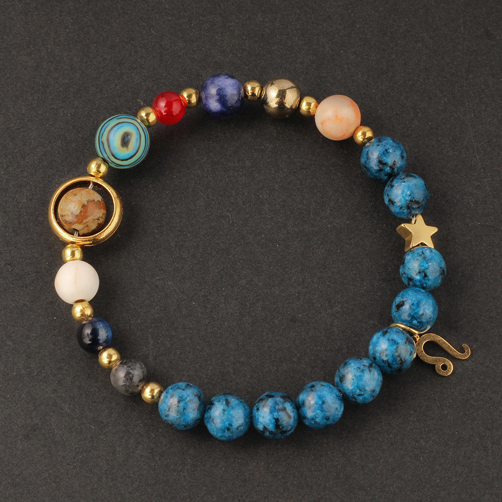 Planet 12 Constellation Logo Natural Stone Bracelet Unisex