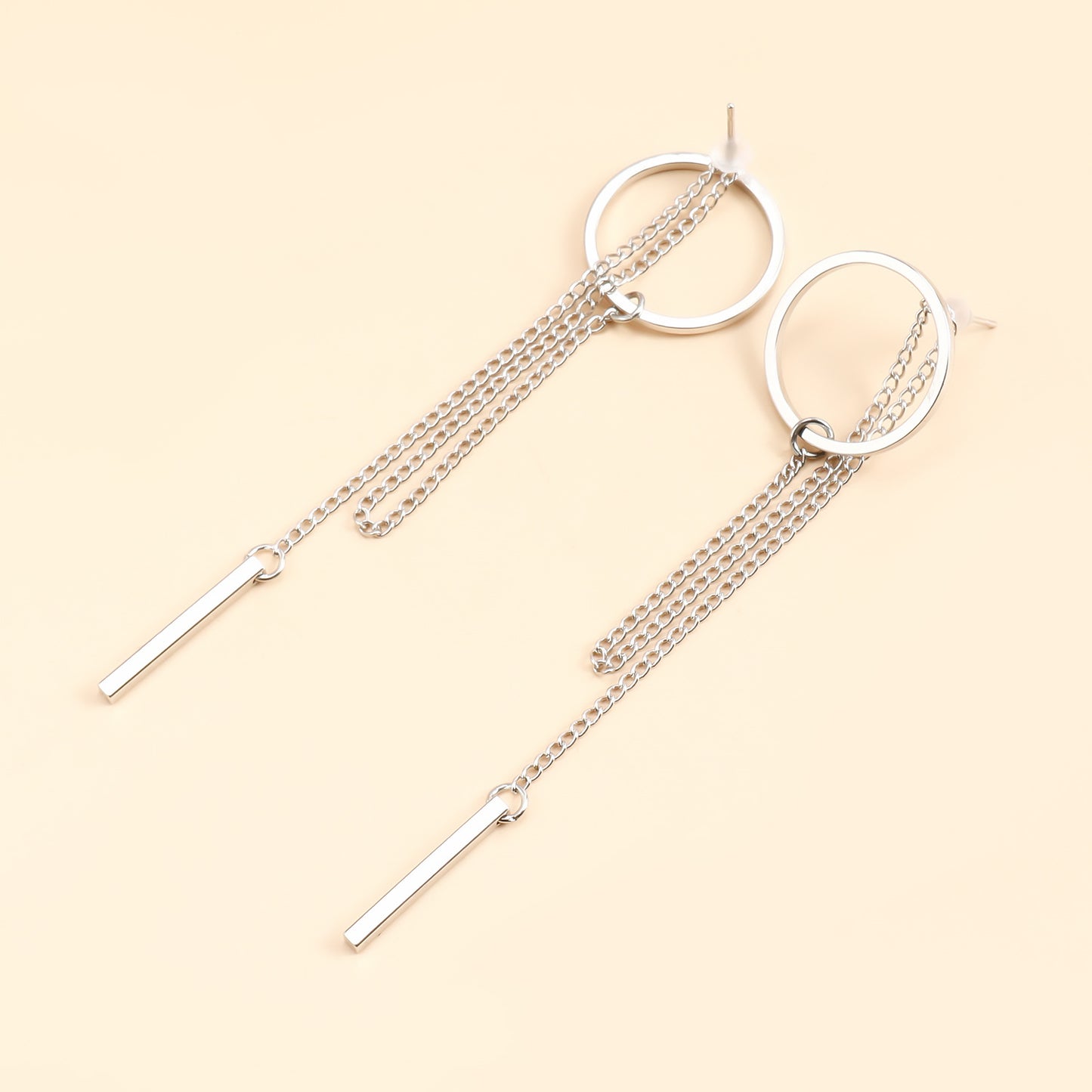 Geometric Cutout Hoop Earrings with Long Fringe | Minimalist Luxury Drop Dangles for Women