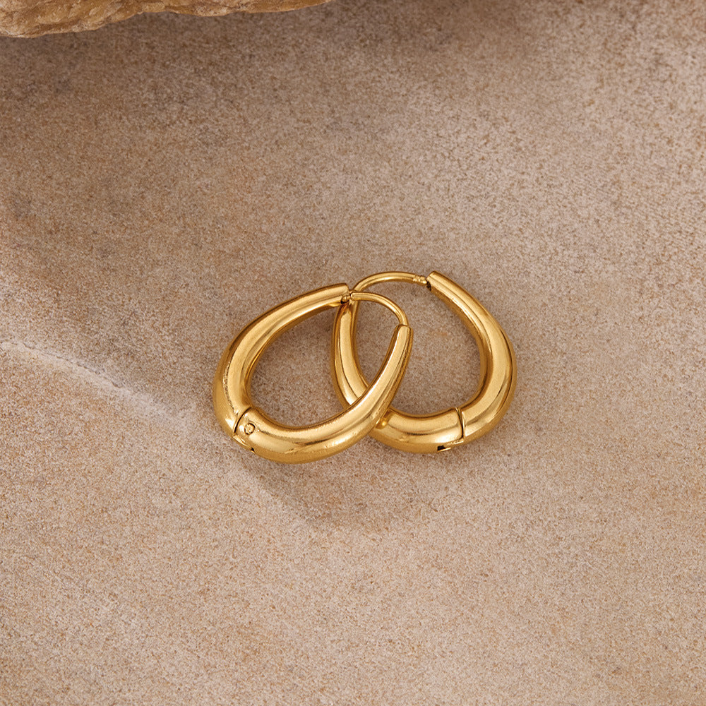 Dainty U Shaped Earrings Titanium Steel Retro Hoops Classic Unisex Stud Earrings