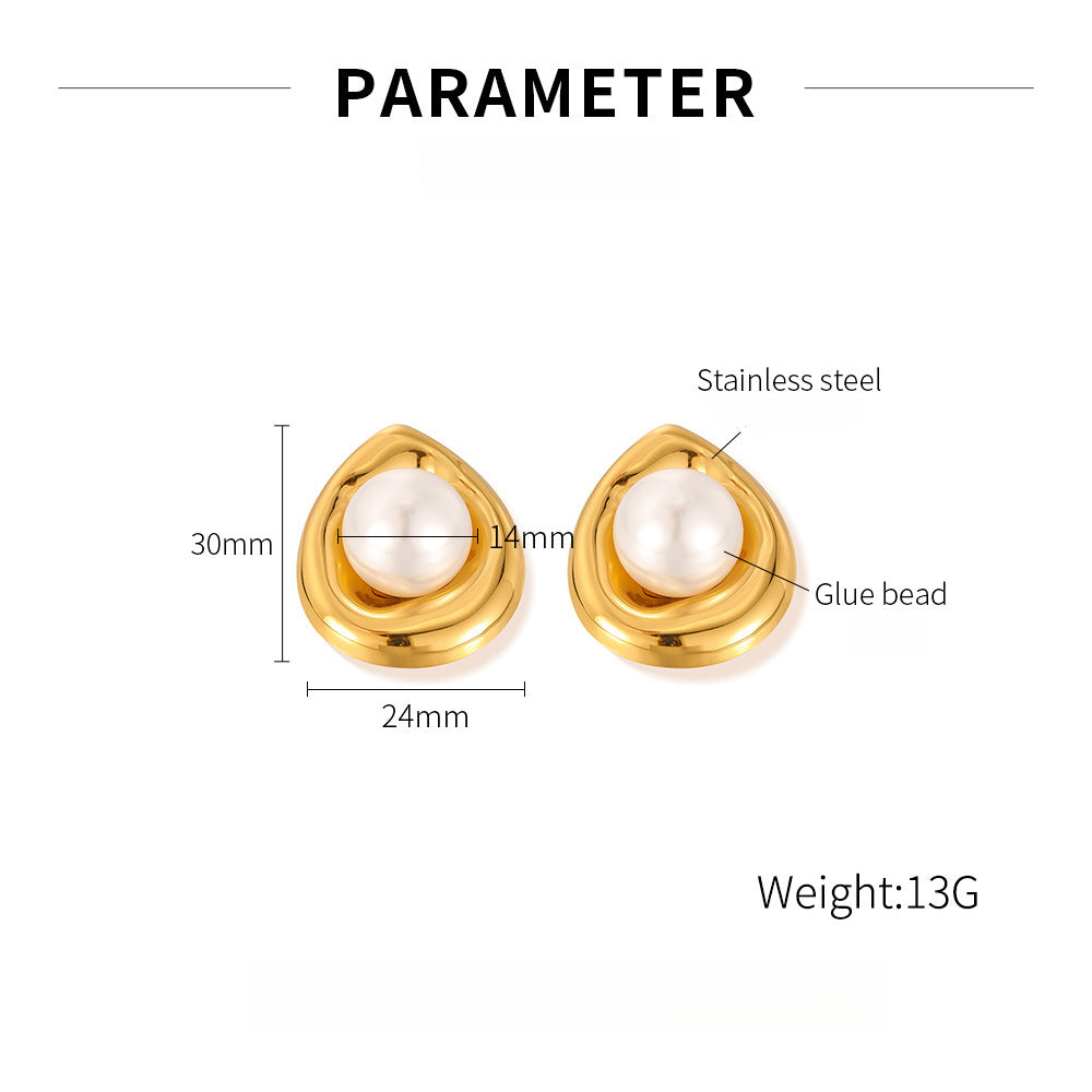 Minimalist Luxury Titanium Steel Studs with Pearl Dainty Boho Chic Jewelry