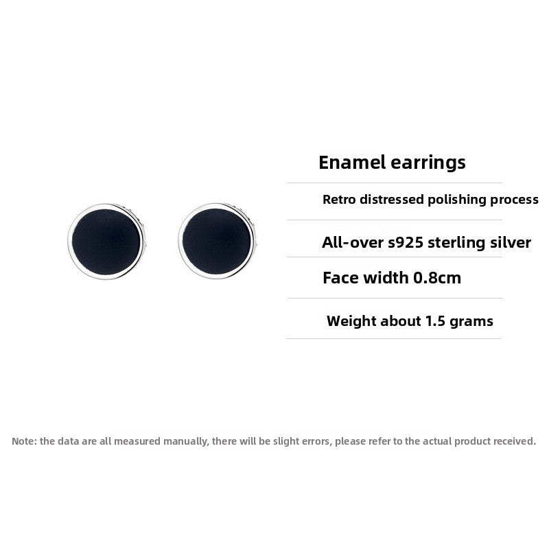 S925 Sterling Silver Stud Earrings Harajuku Style Enamel Resin Creative Pattern Stud Earrings