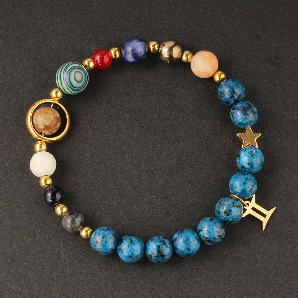 Planet 12 Constellation Logo Natural Stone Bracelet Unisex