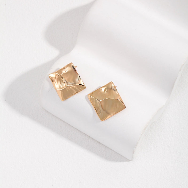 Retro Square S925 Sterling Silver Stud Earrings