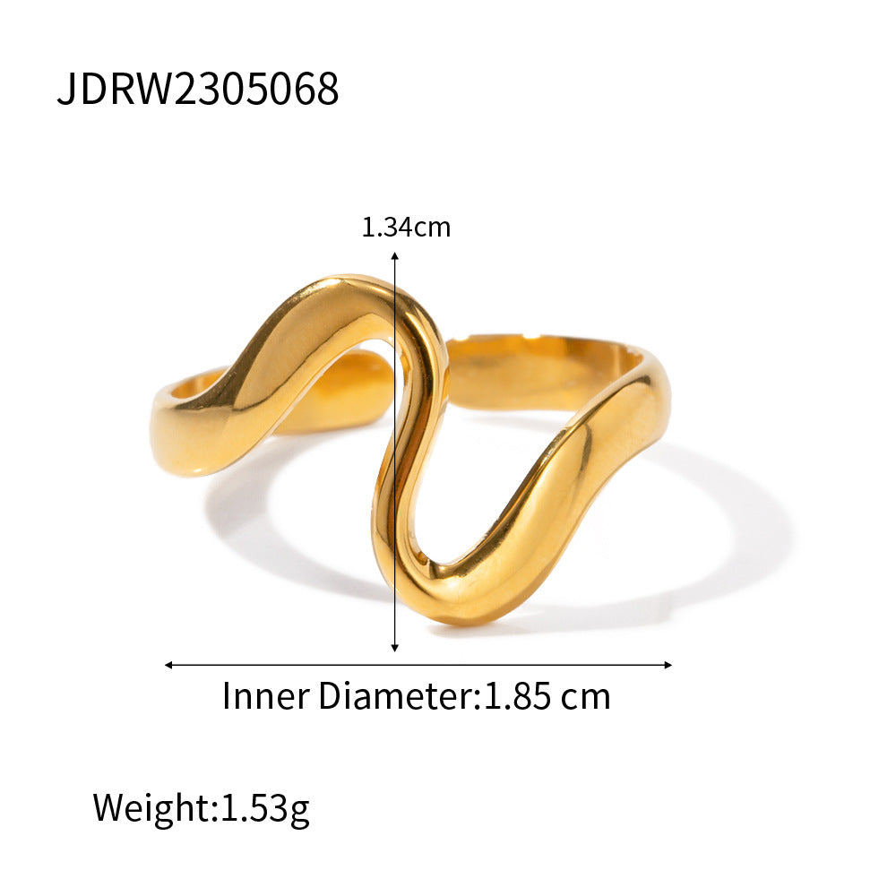 Minimalist Serpent Ring - Adjustable Titanium Steel Coil Band, Unique Geometric Shape