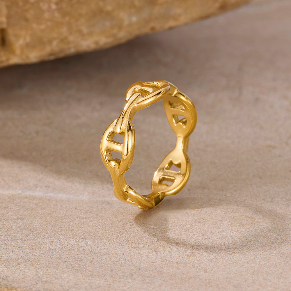 Minimalist Titanium Steel Ring for Women - Hollow Geometric Jewelry | Trendy Stackable Ring Gift