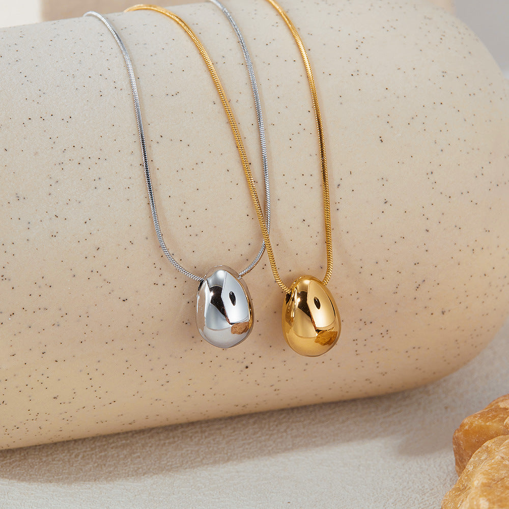 Teardrop Pendant Titanium Steel Necklace for Women - Minimalist Dainty Stainless Steel Jewelry | Trendy Versatile Layering Chain