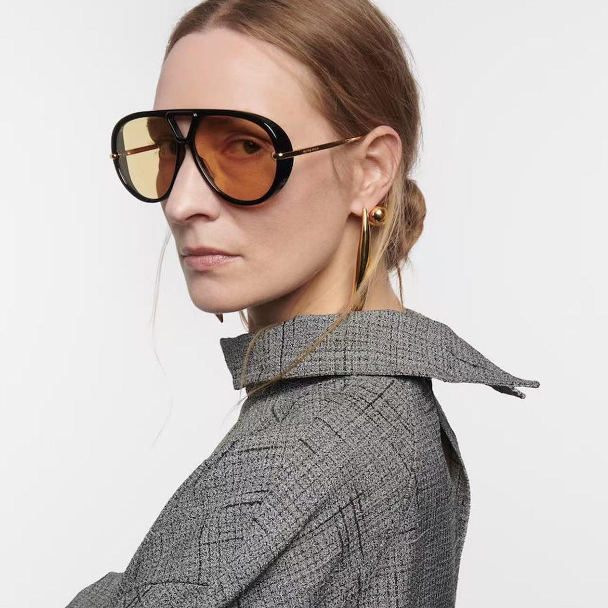 2025 New Sunglasses for Women Double Bridge Personality Frog Glasses, Sun Protection Aviator Sunglasses