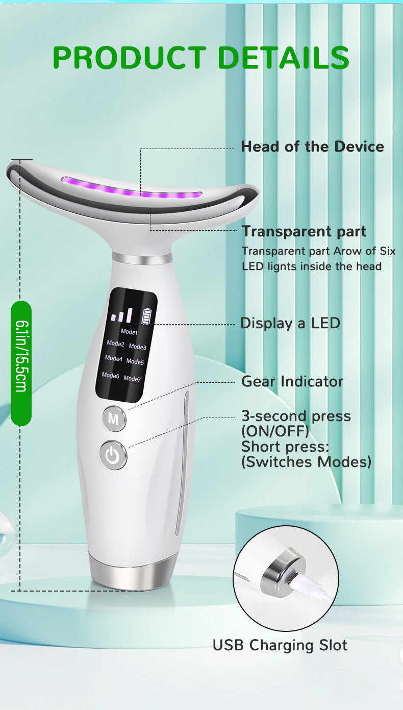 Neck Beauty Device 7 Colors Light Beauty Device Lifting Firming Face Neck Multi-Functional Massager Reducing Neck Wrinkles