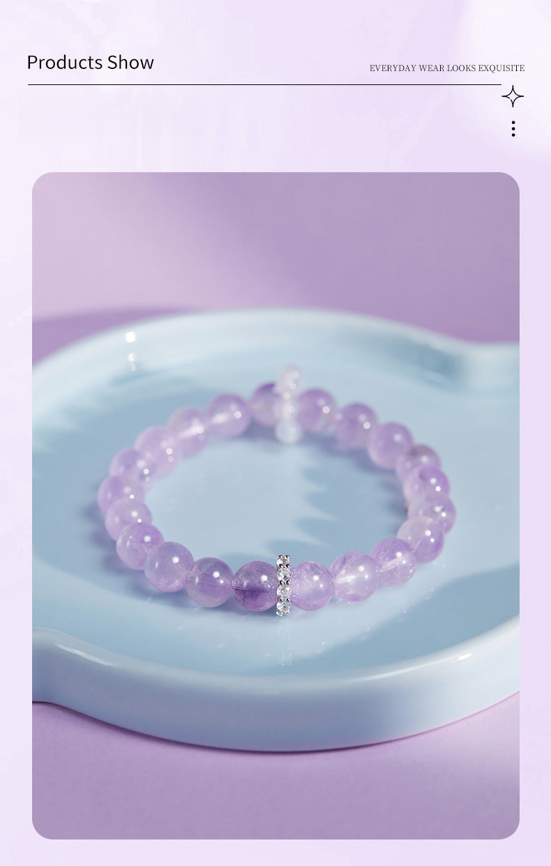 Amethyst & White Chalcedony Bracelet for Women | 925 Silver Dainty Jewelry | Unique Minimalist Gift for Valentine's Day