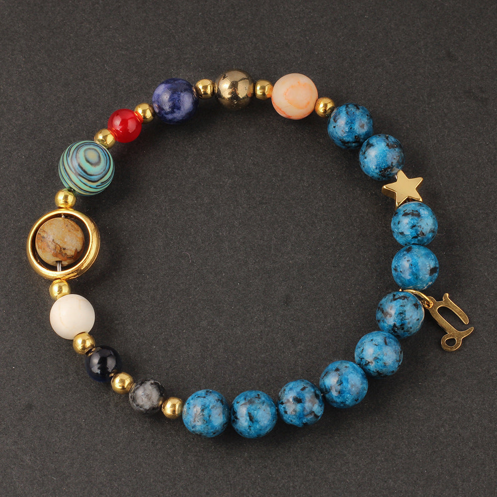 Planet 12 Constellation Logo Natural Stone Bracelet Unisex