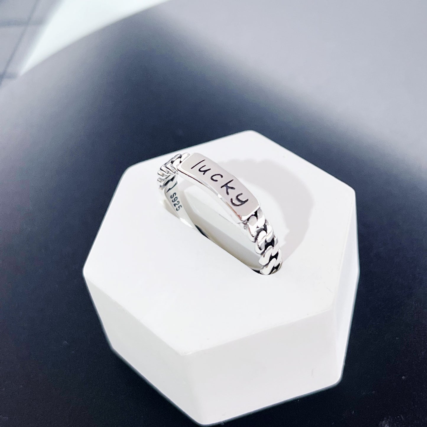 S925 Sterling Silver Ring Lucky Fashion Ins Trend Simple Adjustable Ring