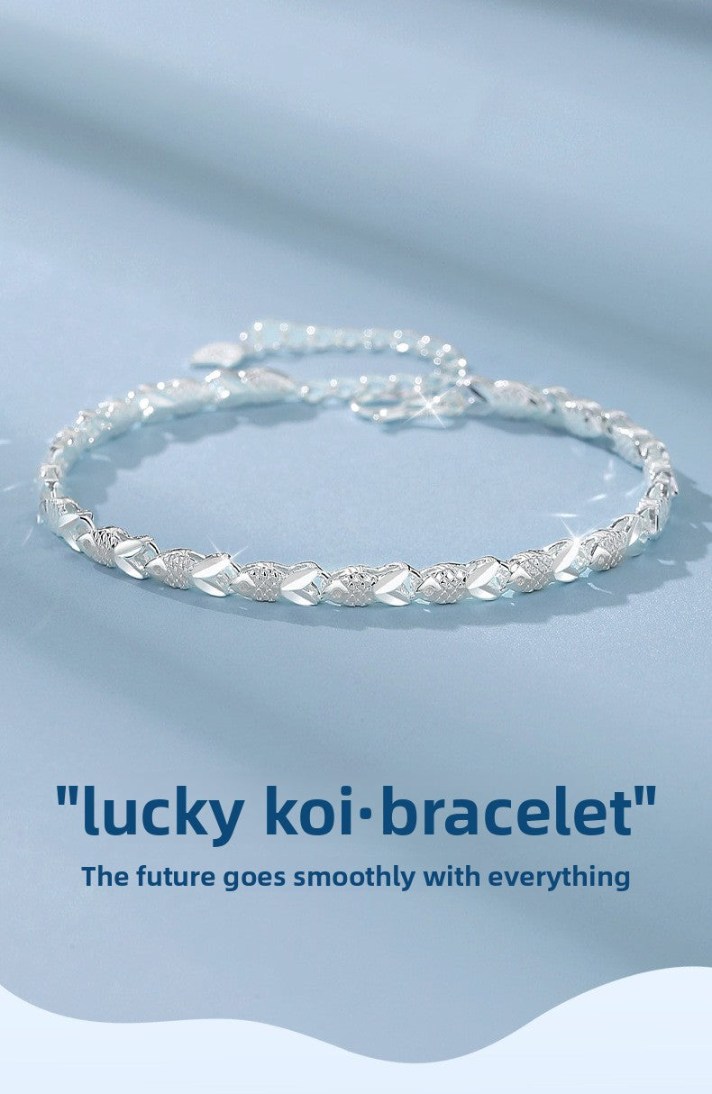 999 Pure Silver Koi Bracelet for Women | Tarnish-Resistant Gift for Her
