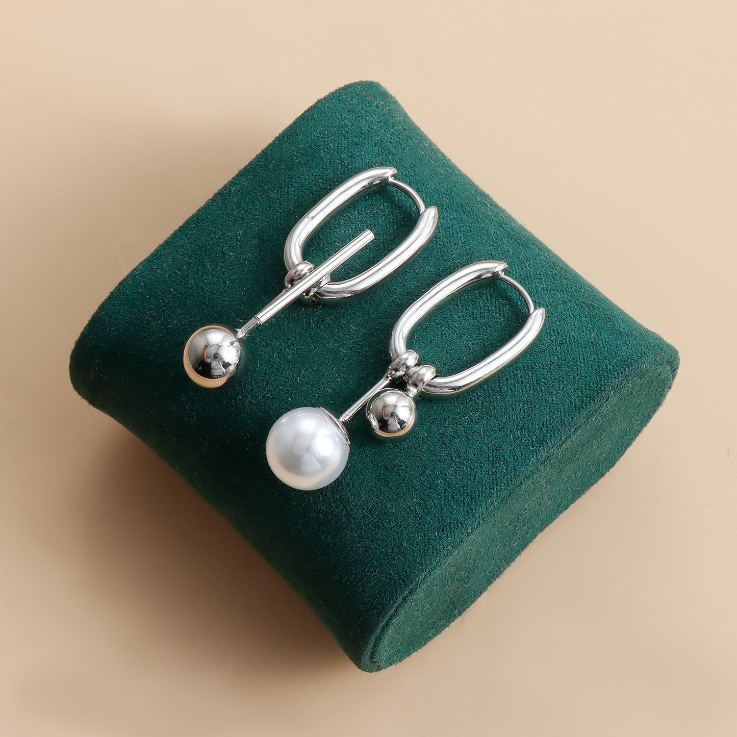 U-Shaped Pearl Earrings - Hollow Geometric Drop Ear Climbers | Minimalist Shell Jewelry