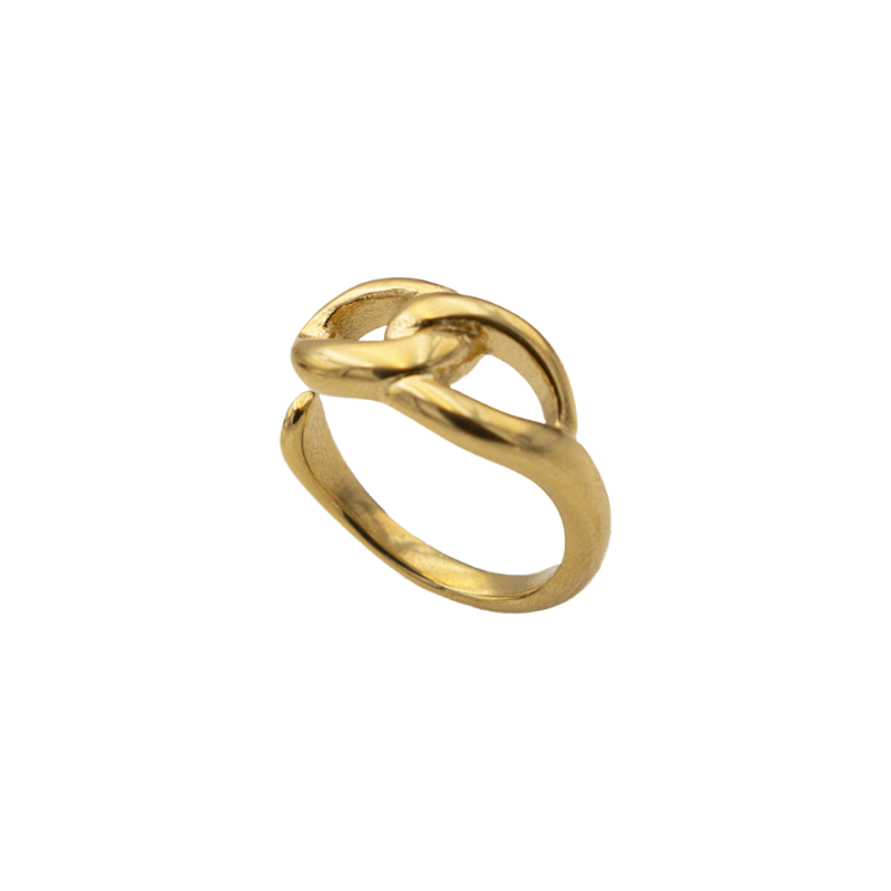 18K Gold Plated Chain Link Knuckle Ring Stainless Steel Designer Jewelry with Adjustable Fit