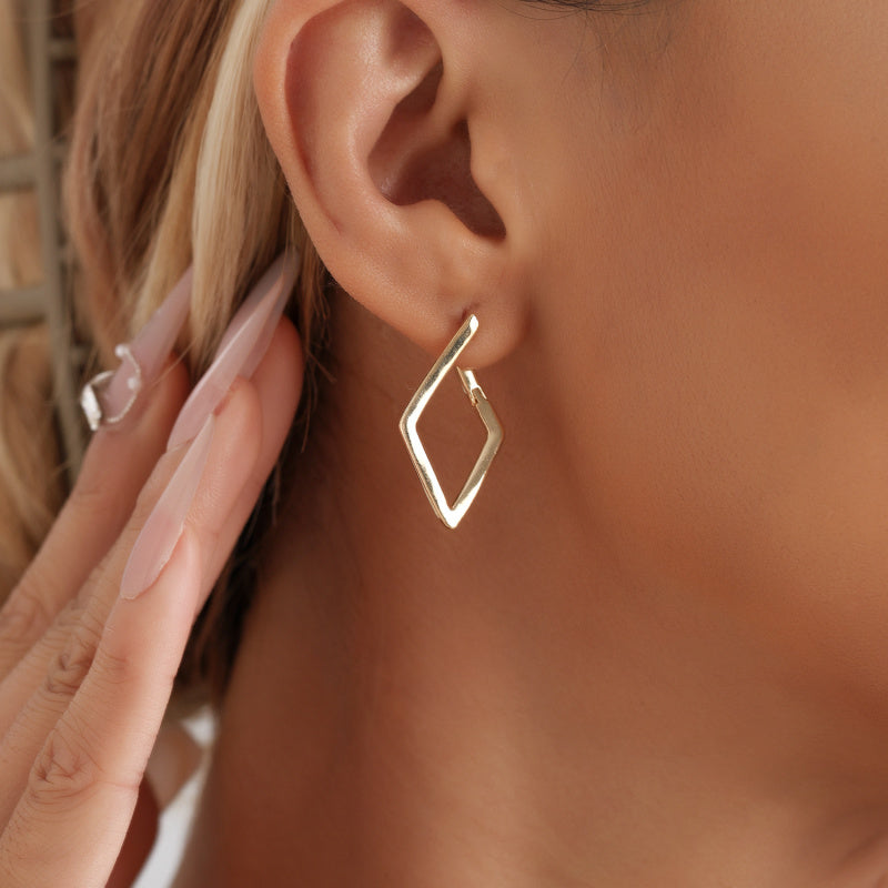 Geometric Earrings for Women Minimalist Square Studs Unique Diamond Dangle Jewelry