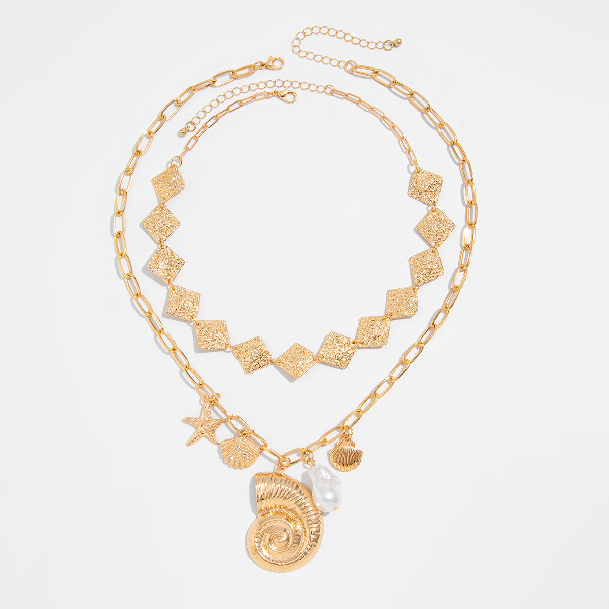 Starfish & Seashell Pendant Layered Necklace