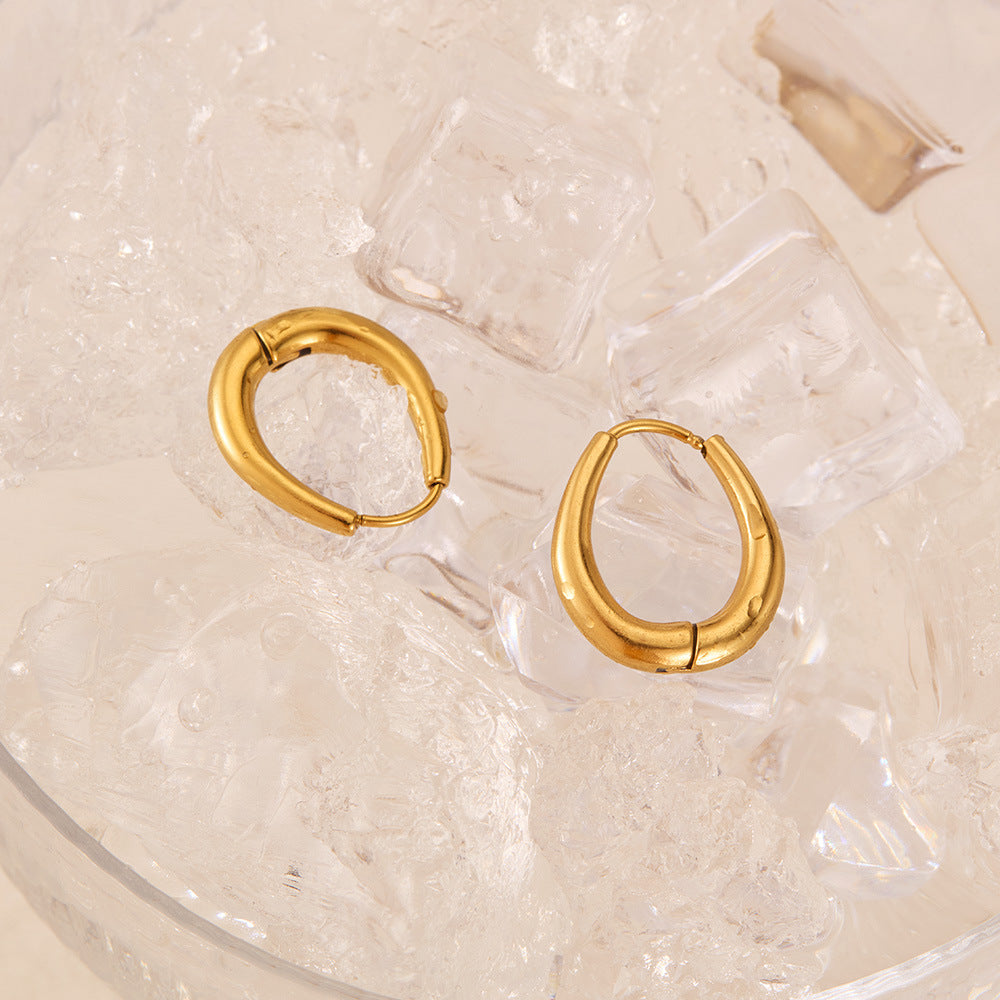 Dainty U Shaped Earrings Titanium Steel Retro Hoops Classic Unisex Stud Earrings
