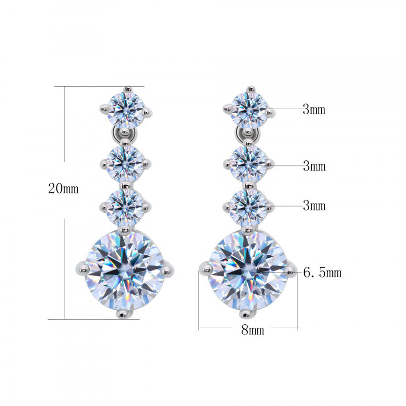 S925 Sterling Silver Earrings Pulsatile Heart Round Moissanite