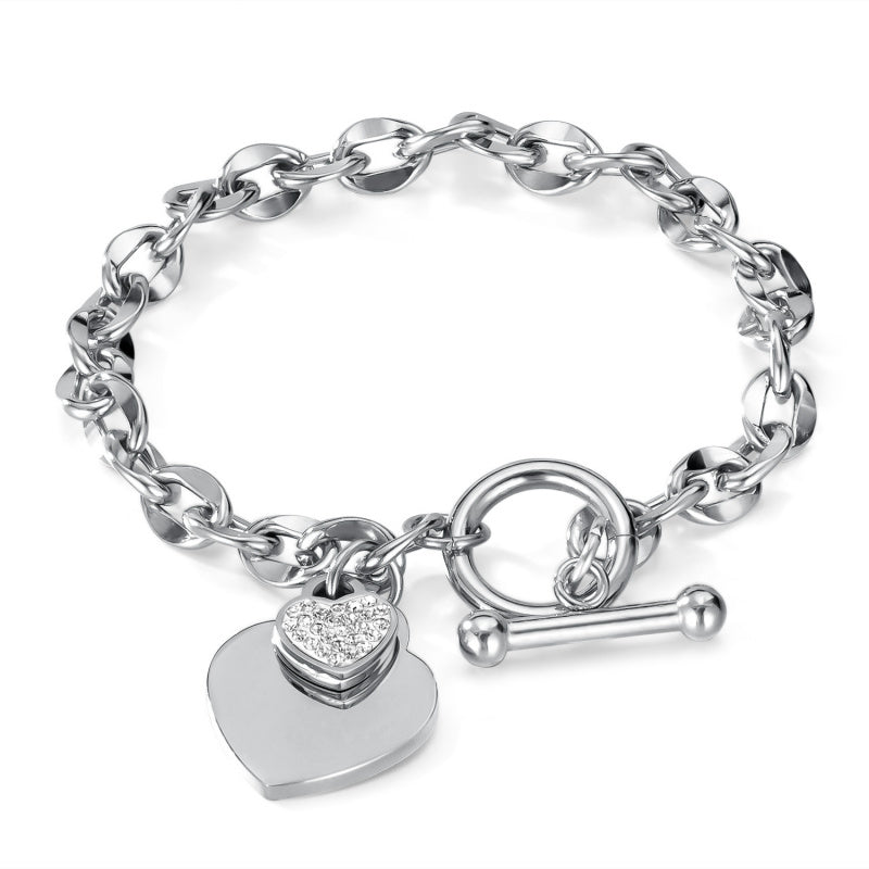Minimalist Heart Bracelet for Women - Titanium Steel European Jewelry | Elegant Everyday Chain
