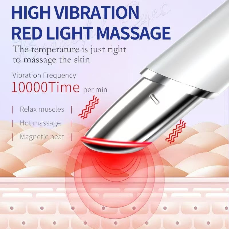 Beauty Device New Electric Eye Massager for Reducing Eye Wrinkles and Bags, Blue and Red Light Therapy Eye Cream Applicator, Lip Massager Eye Massager
